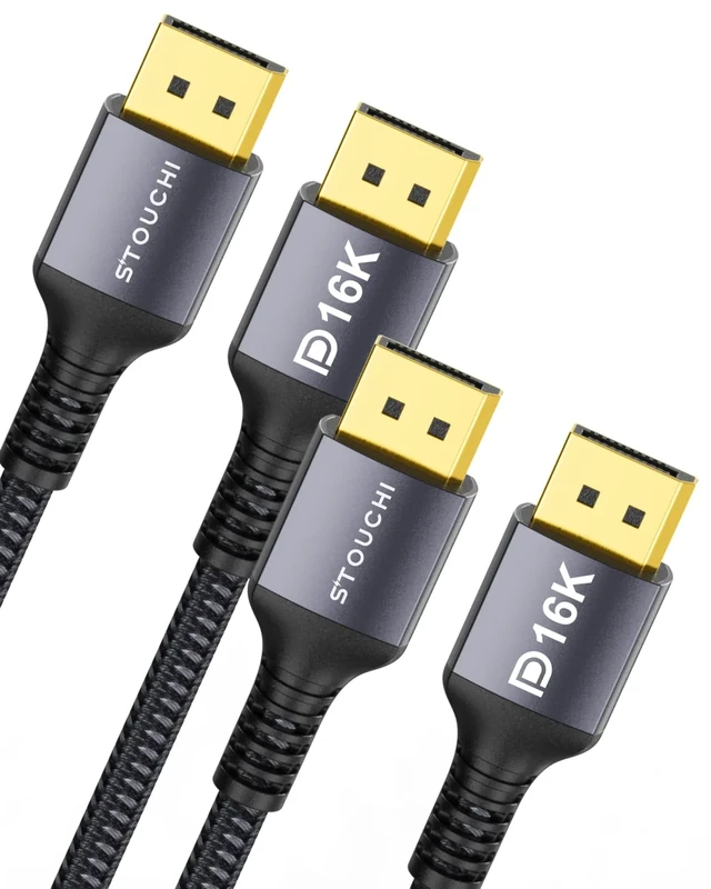 Stouchi 2 Packs VESA Certified DisplayPort 2.1 Cable 10FT, 54Gbps UHBR13.5 [16K 8K 4K@240Hz] DP Cord, Support FreeSync G-Sync, DSC 1.2a, Snag-Free Connector for RTX 5090/4090, Gaming Monitor