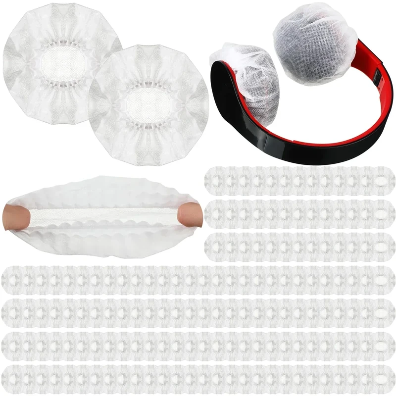 Hoteam 500 Pcs Disposable Headphone Covers, Non-Woven Sanitary Headphone Hygiene Covers for Over-Ear Headphones (8-11cm), Ideal for Gyms, Salons, Call Centers & Shared Headsets, White
