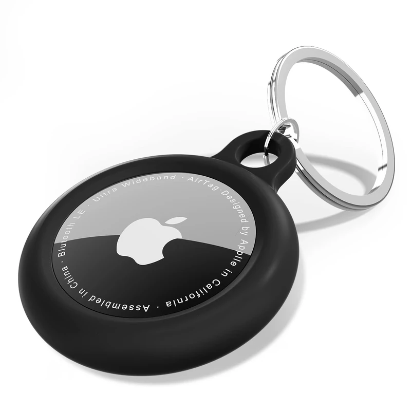 oakxco for Airtag Keychain Silicone, Airtag Holder with Key Ring, Air Tag Cover Cute Accessories for Kids, Luggage, Car Dog Collar, Car, Compatible with Apple Airtag Case Waterproof Tracker, Black