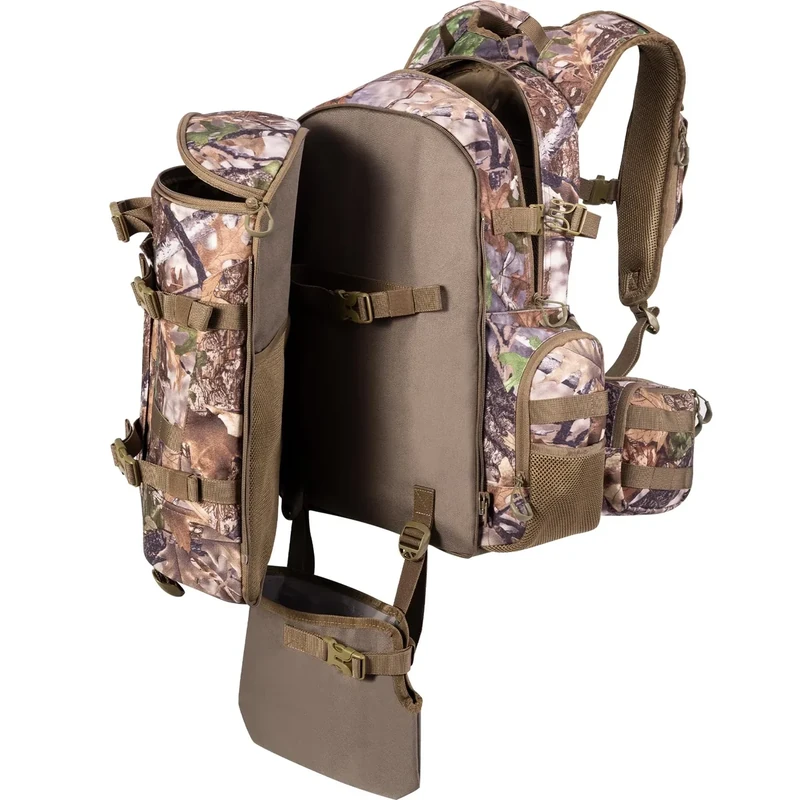 BLISSWILL Large Hunting Backpack with padded weapon compartment for Bow Rifle with Waterproof Rain Cover Hunting Gear Accessories 40L(Supercamo Timber)