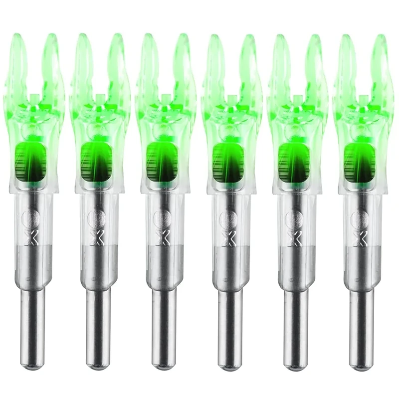KEAUP 6PCS X Lighted Nocks for Arrows with .204 .233 .244 .246 Inside Diameter with H, S, GT Bushings High-Visibility LED Arrow Nocks, ON/Off Switch Included