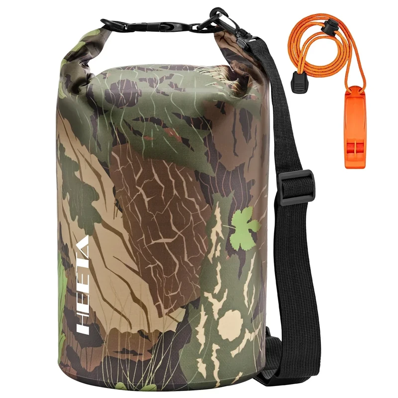 HEETA Waterproof Dry Bag for Women Men (Upgraded Version), Roll Top Lightweight Dry Storage Bag Backpack with Emergency Whistle for Travel, Swimming, Boating, Kayaking, Camping, Beach(Camouflage,20L)