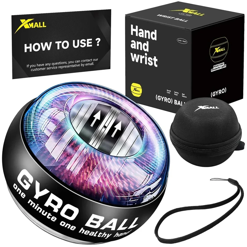 XMALL Torque Ball Hand Exerciser, Grip Strength Trainer, Forearm Strengthener, Wrist Power Gyro Ball, Hand Strengthening Devices, Wrist Strengthener, Finger Exerciser, Auto-Start Colorful Lighting