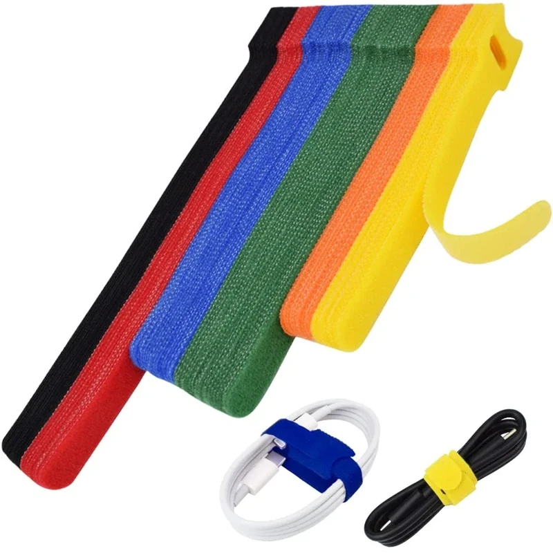 NAYZWOK 80pcs Reusable Multicolor Cable Ties - 4,6,8 Inch, 6 Colors