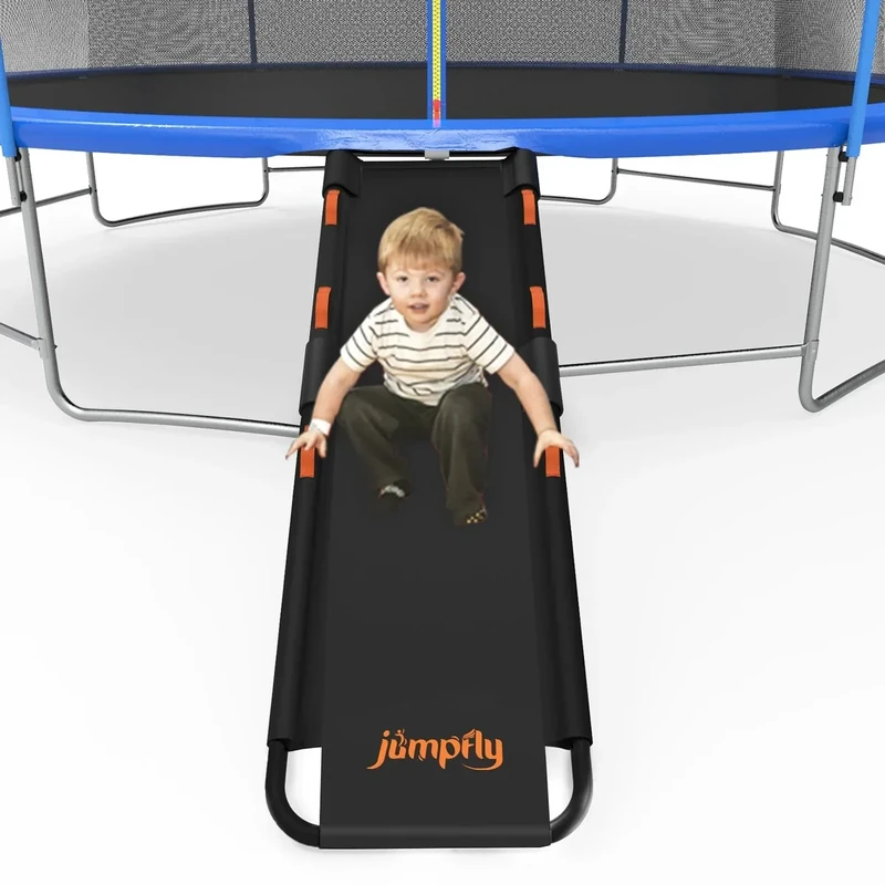 jumpfly Trampoline Slide Ladder Universal Trampoline Ladder with Handles Strong Tear Resistant Fabric Trampoline Accessories for Kids Toddler Climb Up & Slide Down, Orange