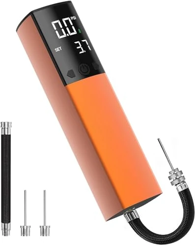 Pumteck Electric Ball Pump, Smart Air Pump Portable Fast Ball Inflation with Precise Pressure Gauge and Digital LCD Display for Football Basketball Volleyball Football (2 Pin and 1 Spout)