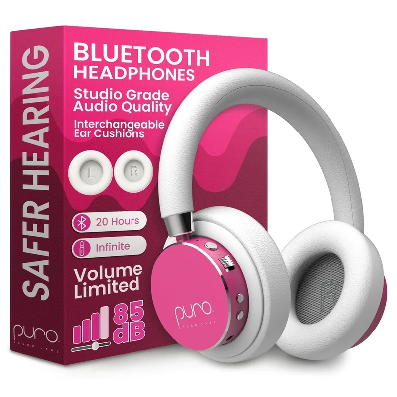 Puro Sound Labs Kids Headphones - 85dB Limit, 20h Battery - Pink