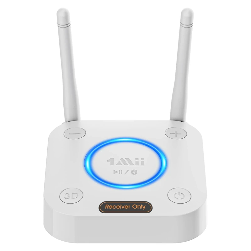 [Upgraded] 1Mii Bluetooth 5.3 Audio Receiver, Long Range HiFi Bluetooth Adapter w/ 3D Surround aptX HD Low Latency, Optical RCA AUX 3.5mm Coaxial for Home Stereo System - B06Pro Grey