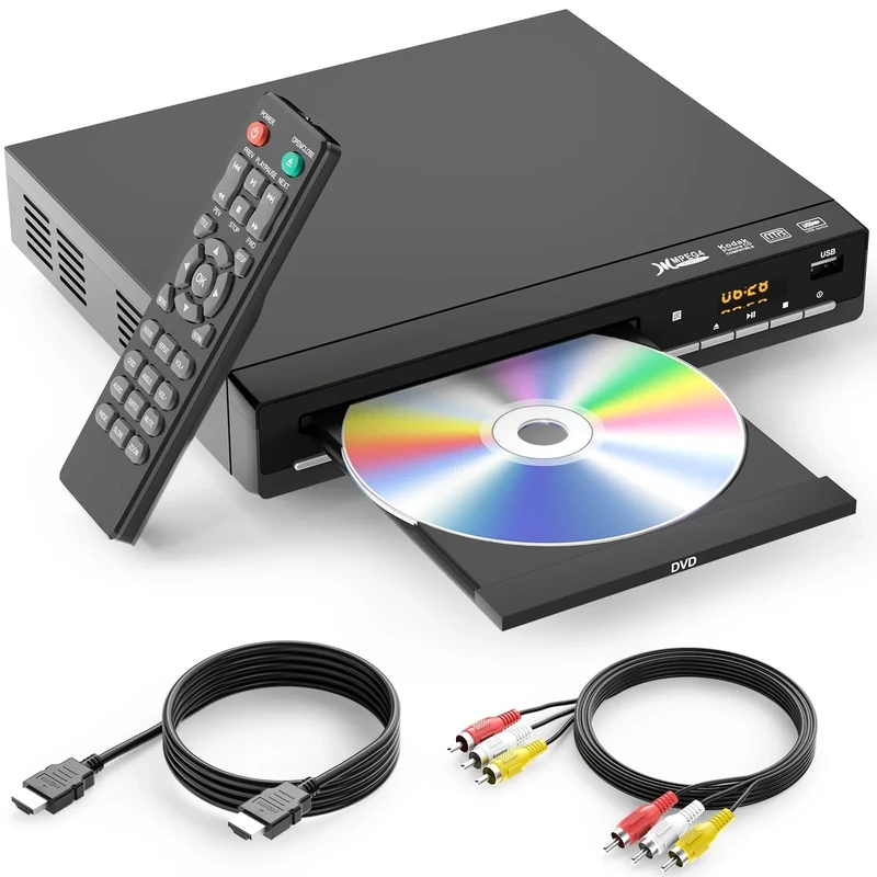 WSJSYH DVD Player with HDMI - 1080P Full HD, Region Free, USB/CD