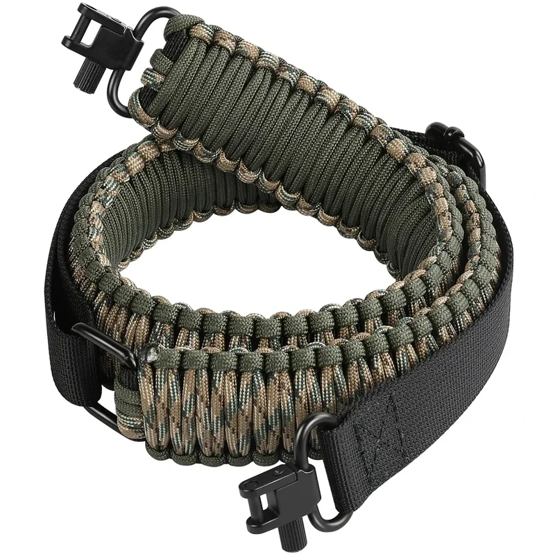 DDOUT 2 Point Rifle Sling, 550 Paracord Gun Sling for Rifle with Tri-Lock Swivels and Quick Adjustable Length Strap for Shooting, Hunting and Range, Camo