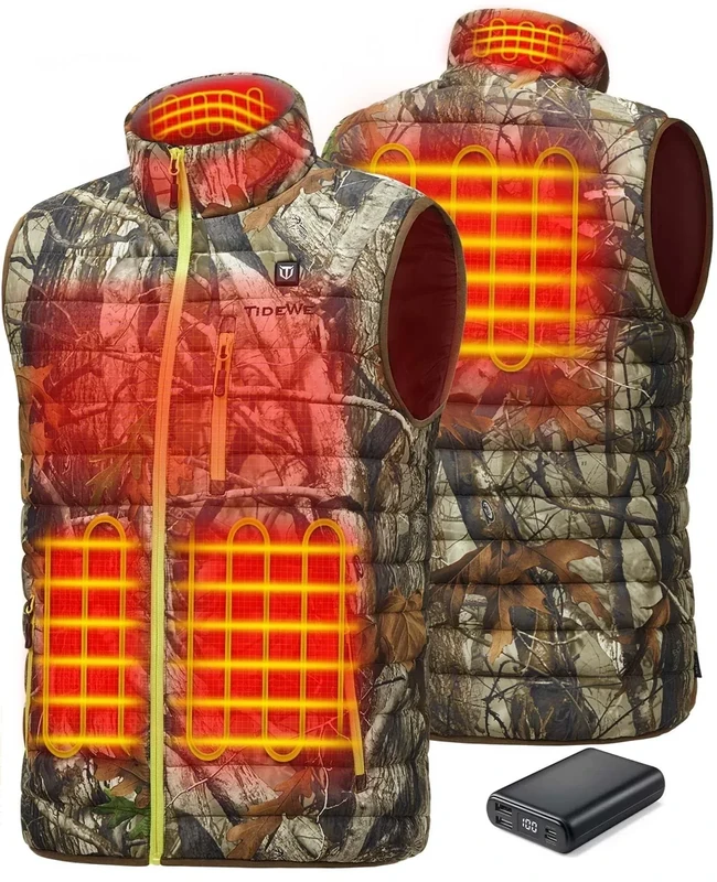 TIDEWE Men’s Lightweight Heated Vest with Battery Pack (Next Camo G2, Size M)
