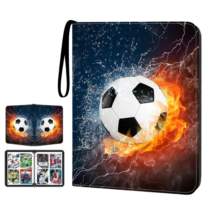 HESPLUS Trading Card Binder with Sleeve, 400 Pockets Soccer Card Binder Sports Cards Storage Organizer for Football Baseball or Game Trading Cards with 50 Removable Sleeves Cards Collector Album