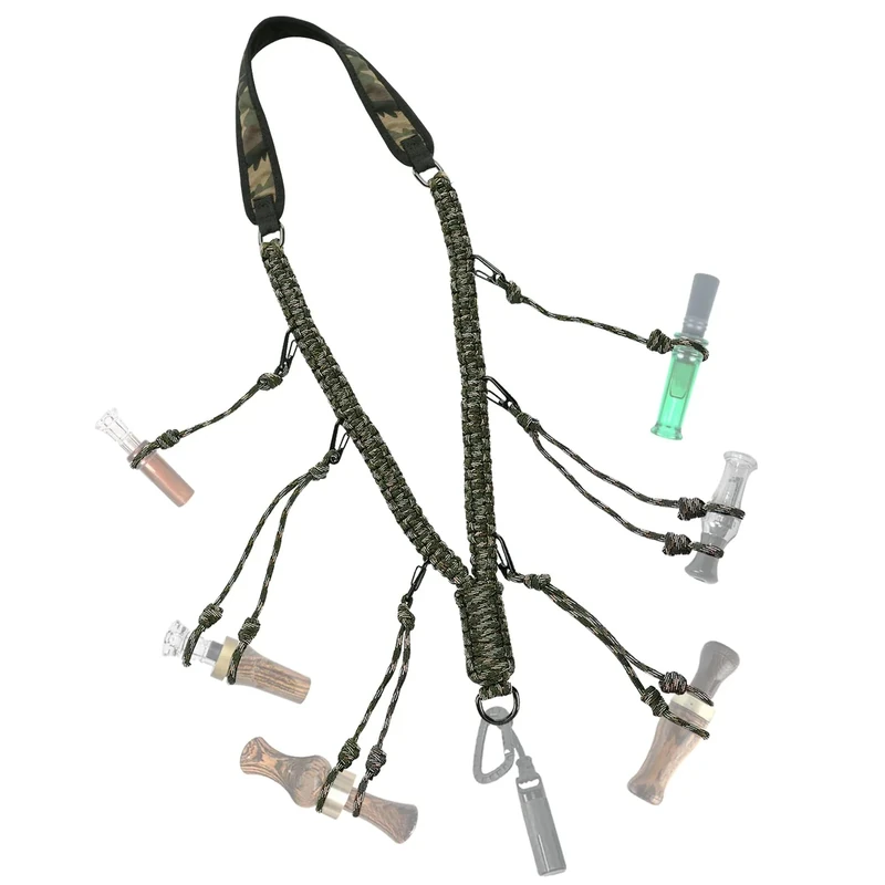 PAMASE Duck Call Lanyard - Duck Whistle Hunting Accessories with 10 Removable Loops, Camo Woven Goose Call Carry, Outdoor Predator Gear Gifts for Hunter - Without Duck Call
