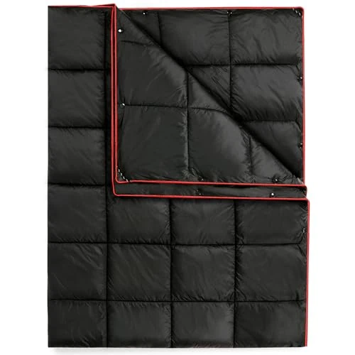 REDCAMP Lightweight Alternative Down Camping Blanket, Packable & Waterproof and Warm Outdoor Travel Quilt 520 Fill Power for Backpacking, Camping, Hiking (Black)