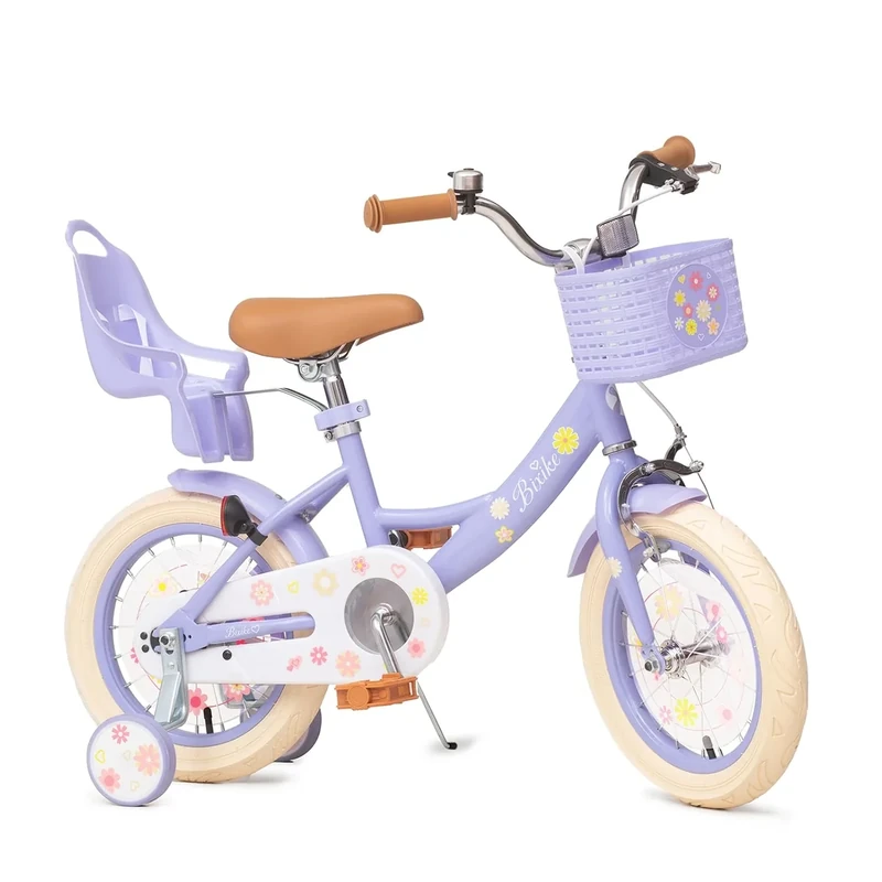 Bixike Girls Bike with Basket for Toddlers and Kids Aged 3-14 Years Old, 12 14 16 18 Inch with Training Wheels & Doll Seat, 20 Inch with Kickstand & Rear Rack, Princess Style Bicycle for Gift.