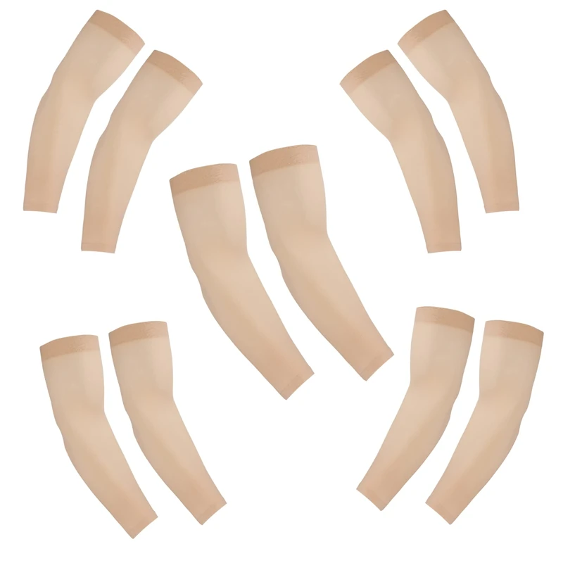 KUHNMARVIN Women Compression Arm Sleeves for men to Cover Arms Tattoo Cover-Up Volleyball Sleeve Softball Pickleball (5Pairs Nude)