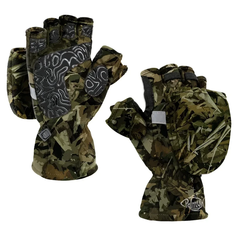 Palmyth Ice Fishing Gloves Convertible Mittens Flip Fingerless Mitt with Thinsulate 3M Warm for Cold Weather and Winter Men Women Photography Running Camera (Camo, XXX-Large)