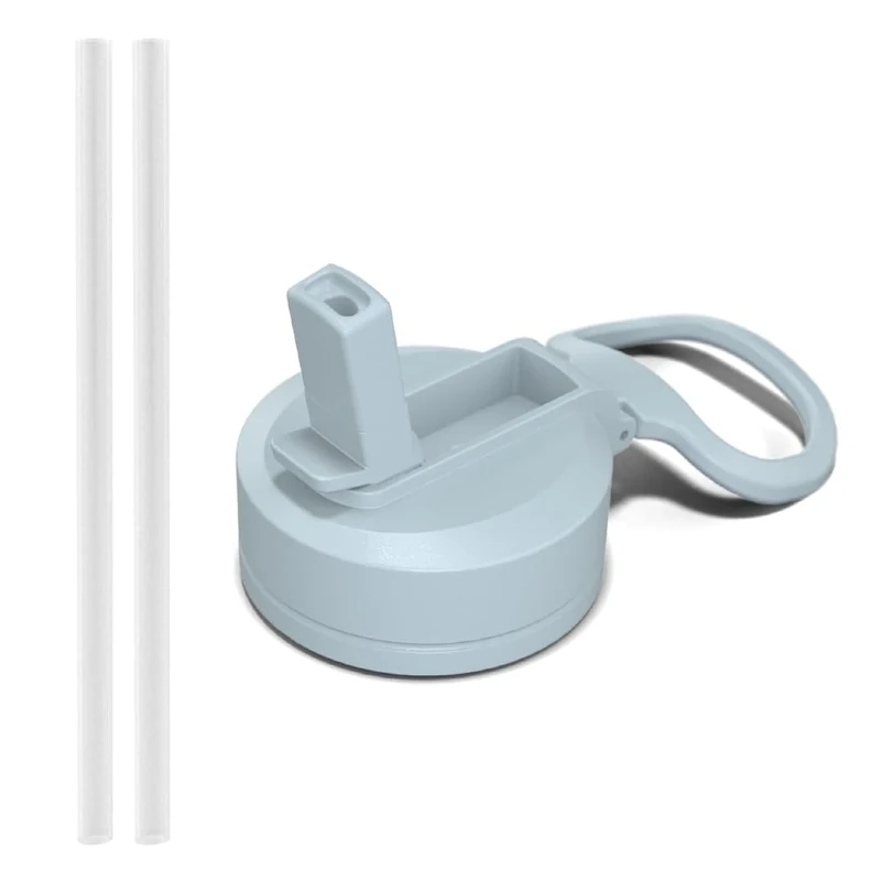 Hydrapeak Straw Lid With Flexible Handle and Straw - Fits All Hydrapeak Wide Mouth Insulated Water Bottles, Leak Proof and Spill Proof Bottle Cap (Powder Blue)