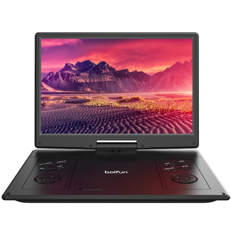 BOIFUN 15.7" DVD Player - 14.1" HD Screen, 6Hr Battery, FM, USB, SD