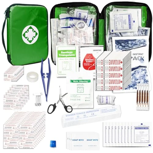 284 PCS First Aid Kit Refill Supplies Basic Emergency Essentials First Aid Kit Travel Size for Businesses Emergency Accident Essentials for Outdoor Adventure, Green 1st Aid