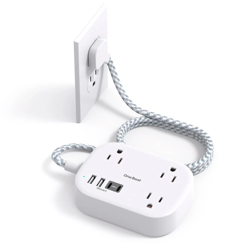 One Beat Power Strip - 3 Outlets, 4 USB (2 USB-C), 5ft Cruise Approved