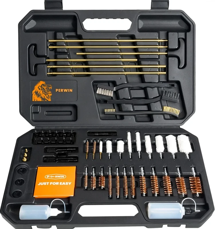 PERWIN Universal Gun Cleaning Kit for All Caliber Pistol Rifle Handgun Shotgun Hunting Cleaning Kit with Brass Rods and Tough Carrying Case, Gun Accessories Gifts for Men