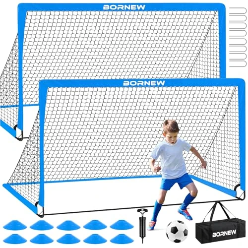 Kids Soccer Goal for Backyard Set - 2 Set of 6X4 / 4X3 ft Toddler Soccer Nets Training Equipment, Soccer Ball, Pop Up Portable Soccer Set for Kids and Youth Games and Training Goals Ages 3-16 Gift