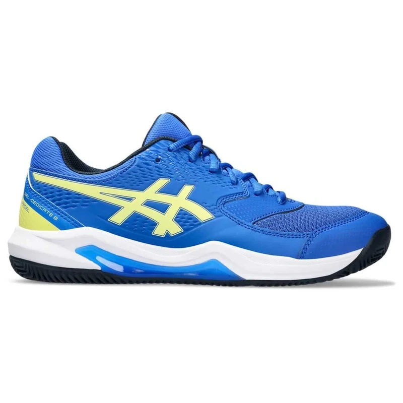 ASICS Dedicate 8 Clay Man Tennis Shoes Blue White, Illusion Blue Glow Yellow, 6 US