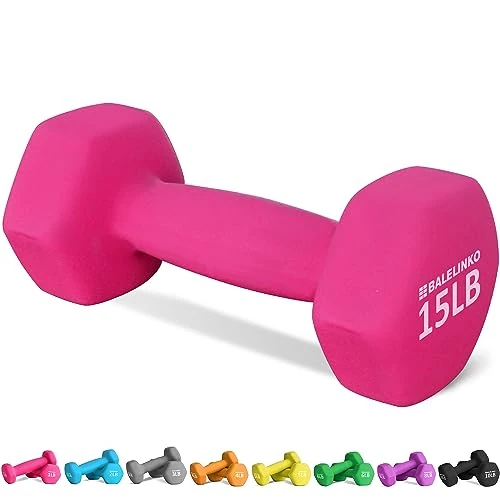 Balelinko Home Gym Equipment Workouts Strength Training Weight Loss Pilates Weights Yoga Sets Weights for Women, Men, Seniors and Youth, 15LB Pink, Single