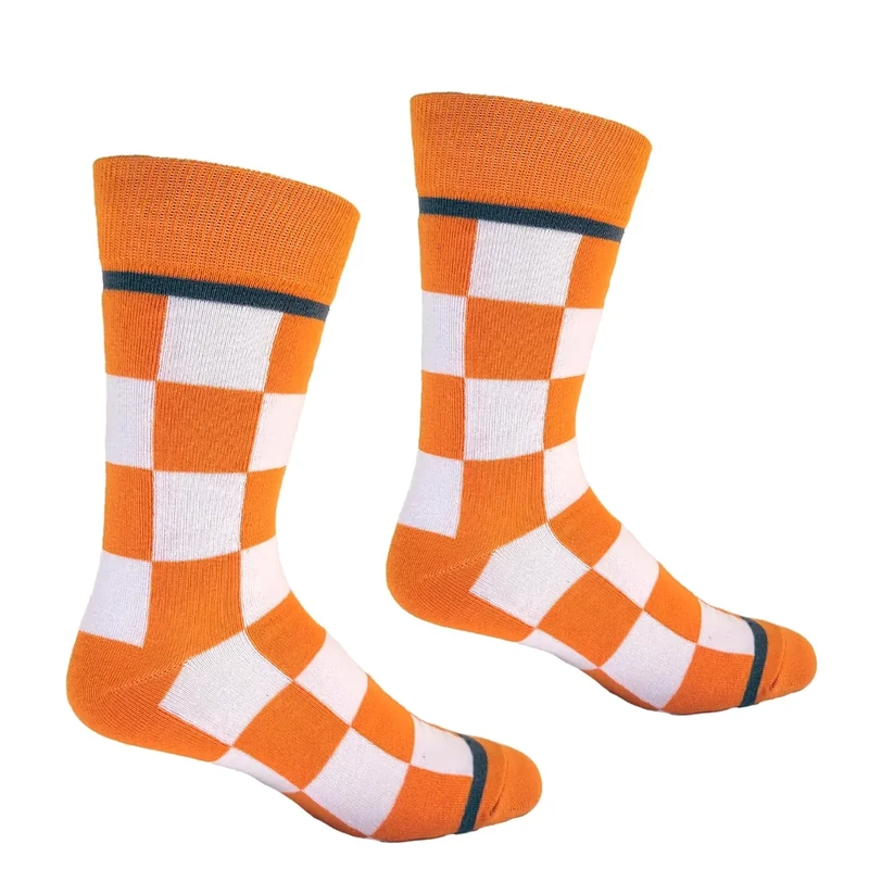 Tennessee Checkerboard Orange and White Men's Socks | Apparel Gift for Tennessee Vols | University of Tennessee Socks | Gift for TN Volunteer Fans and Alumni