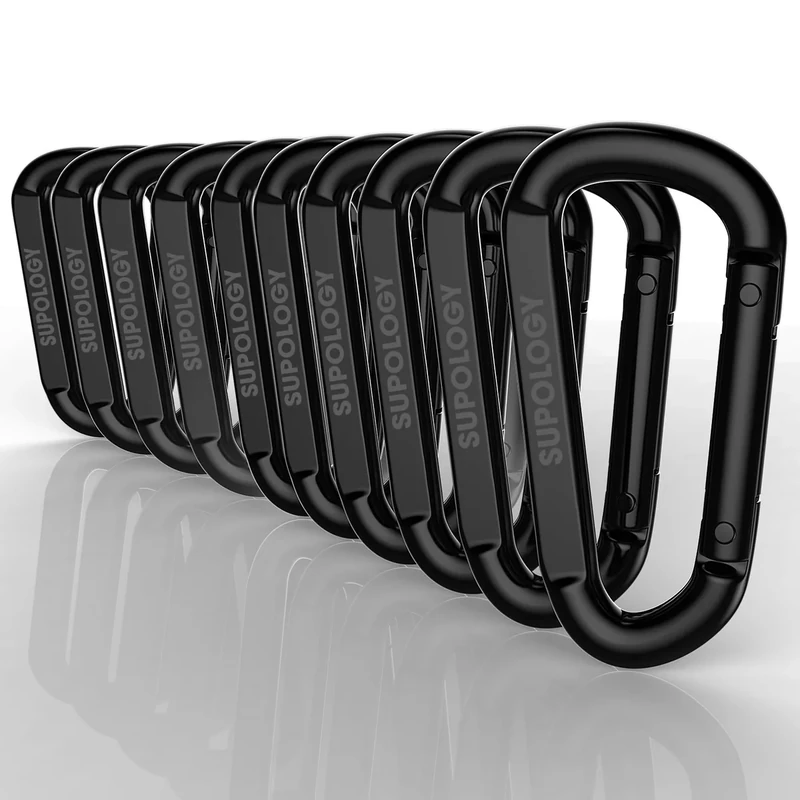 Heavy Duty Carabiner Clip, Steel Carabiners 1100lbs 3" D Shaped Spring Hook Small Clips for Hammocks, Hiking, Keychains, Outdoors and Gym, Dog Leash and Key Ring (10PCS 3'' Clips)