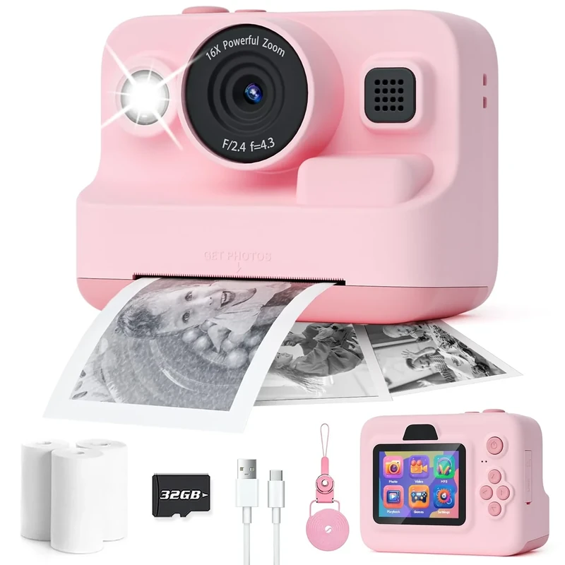 Dylanto Kids Instant Camera 1080P - Pink Photo Printer for Ages 3-12