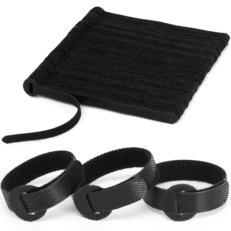 OUPENG 150PCS Reusable 6" Black Hook & Loop Cable Ties