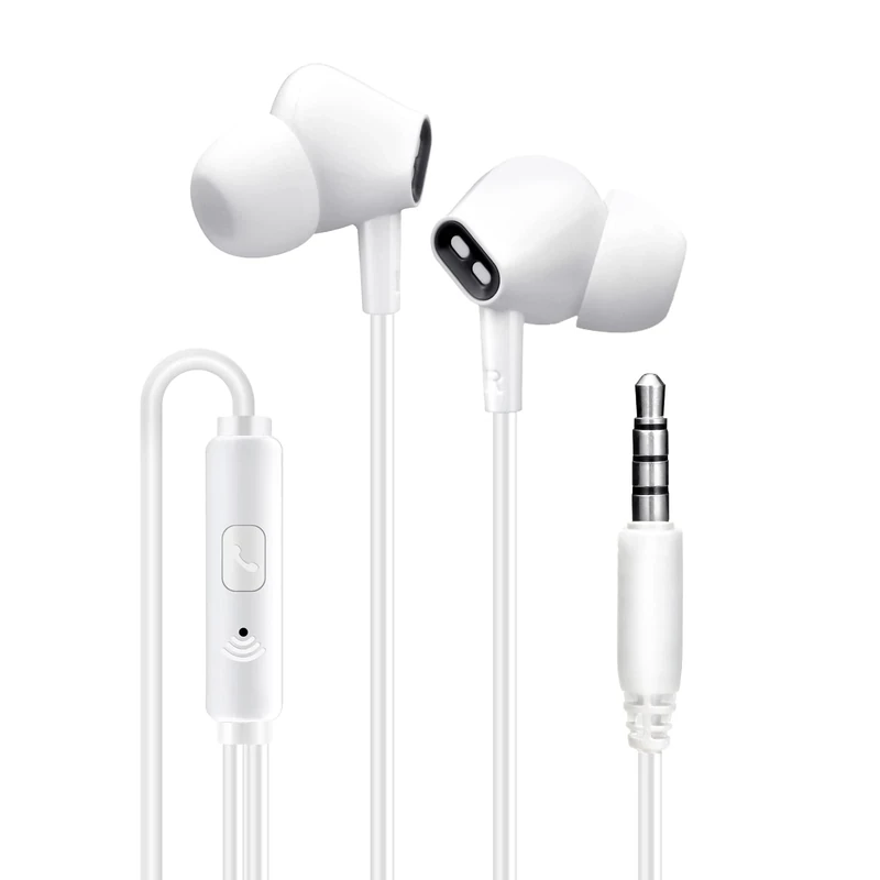 Wired Earbuds Headphones for School with Microphone Noise Isolating Stereo Bass in-Ear Earphones – for Smartphones, Tablets, Schools, Ipads, Multiuse - 3.5mm Plug in Audio Jack - White