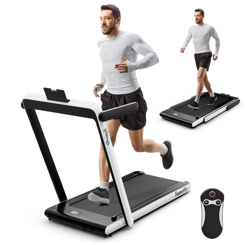 Goplus 2 in 1 Folding Treadmill, 2.25HP Superfit Under Desk Electric Treadmill, Installation-Free with Remote Control, APP Control and LED Display, Walking Jogging for Home Office