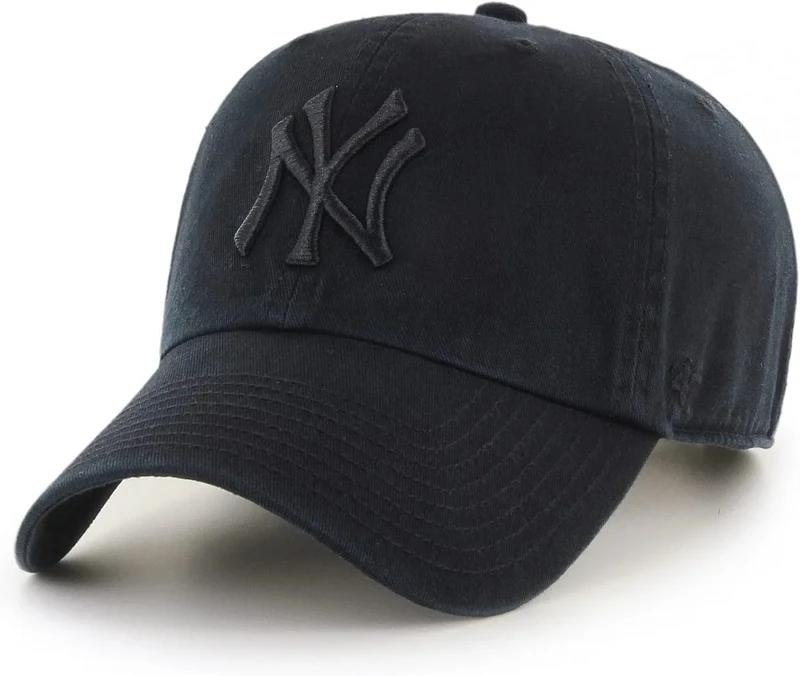 47 MLB Black/Black Clean Up Adjustable Hat Cap, Adult One Size (New York Yankees)