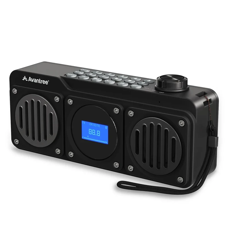 Avantree Boombyte - Portable Digital FM Radio with Bluetooth Speaker, Superb Sound, Metal Finish, MP3 Player, Support Micro SD Card & USB Audio Input, Long Play Time, Rechargeable, Easy to Use - Black - Image 1