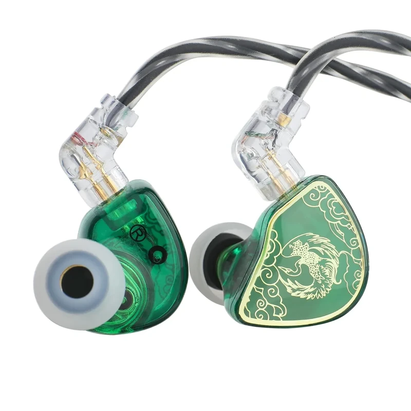 Linsoul TANGZU Wan’er S.G HiFi 10mm Dynamic Driver PET Diaphragm in-Ear Earphone with Ergonomic Shape, Detachable Recessed 2Pin OFC Braided Cable for Audiophile Musician DJ Stage(Green, with Mic)