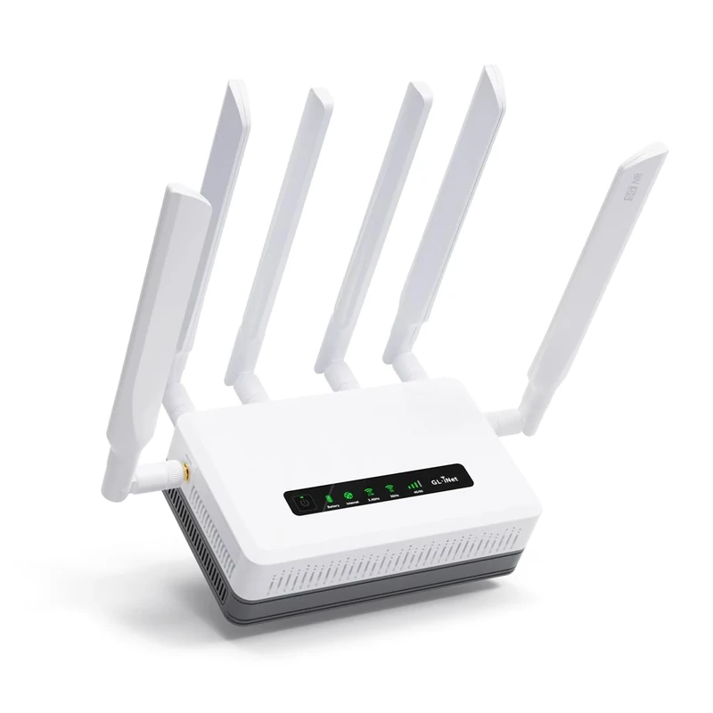 GL.iNet GL-XE3000 (Puli AX) 5G Router with Dual SIM Card Slot, Wi-Fi 6 Cellular Routers, Built-in Battery, Multi-WAN, VPN, OpenWrt, Secure 5G Router for Office, Retail, Events, Business