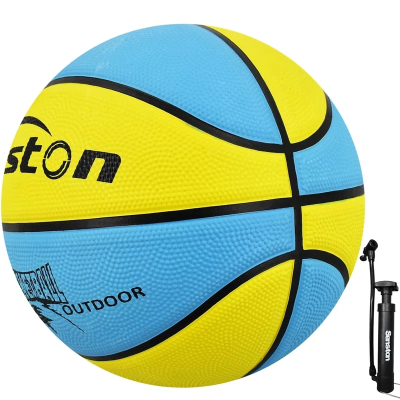Senston Basketball Balls Size 3/5/6/7 Basketballs Indoor Outdoor 27.5/29.5 inch Basketball (Blue/Yellow, 27.5''/Size 5)