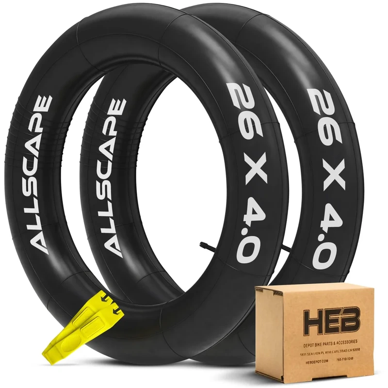 HEB - Heavy Duty Bike Tube for Ebikes- Puncture Resistant for 26x4 Bike Tire, Fat Tire Tube, MTB, 26 inch x 4.0 inch Bike Tubes (26" x 4", (Qty 2) HEB 264 Tube)