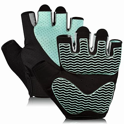 sunnex Workout Gloves for Women - Breathable Weight Lifting Gloves with Non-Slip Silicone Padding, Fingerless Gym Gloves for Cycling, Rowing, Pull Ups & Training (4 Sizes)