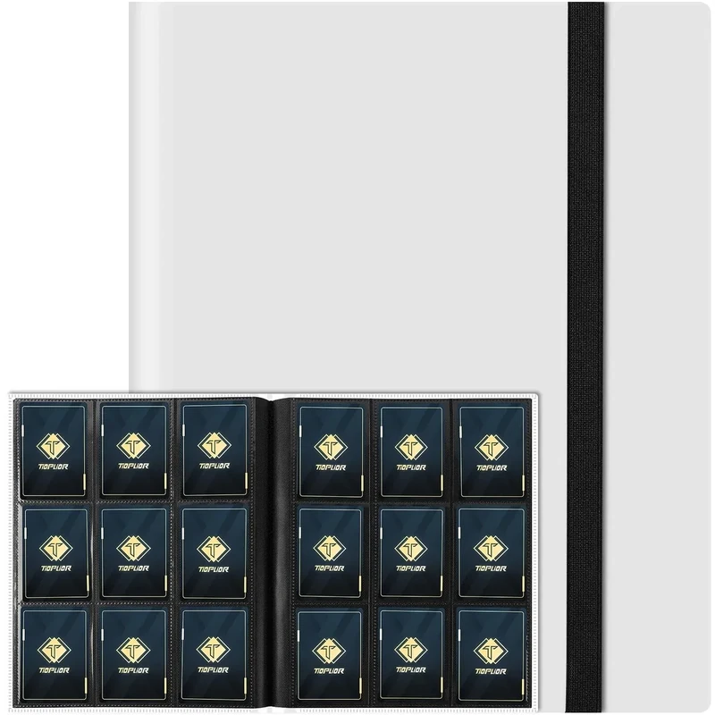 Trading Card Binder, Card Binder Album Folder Book Fit for MTG Baseball Football Sports Cards, Easy to Use Card Collection Binder (White, 360 Pockets)