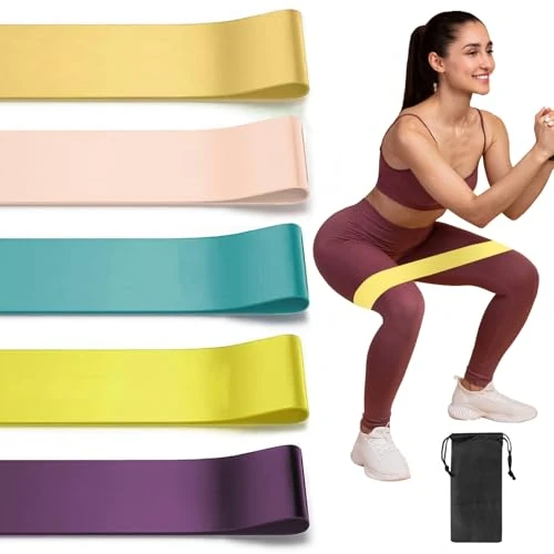 Resistance Loop Exercise Bands for Working Out, Fitness Elastic Bands, Workout Bands for Home Gym, Stretching, Yoga, Pilates, Physical Therapy (5pcs Set) - Yellow