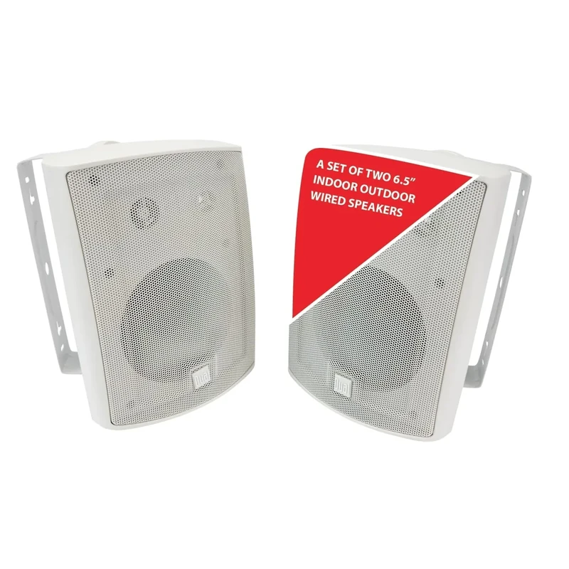 Dual Electronics LU63PW 6.5" 3-Way High Performance Outdoor Indoor Wired Speakers | Effortless Set Up | Home, Pool, Patio, Garage Use | Weather Resistant | Expansive Stereo Sound Coverage | White