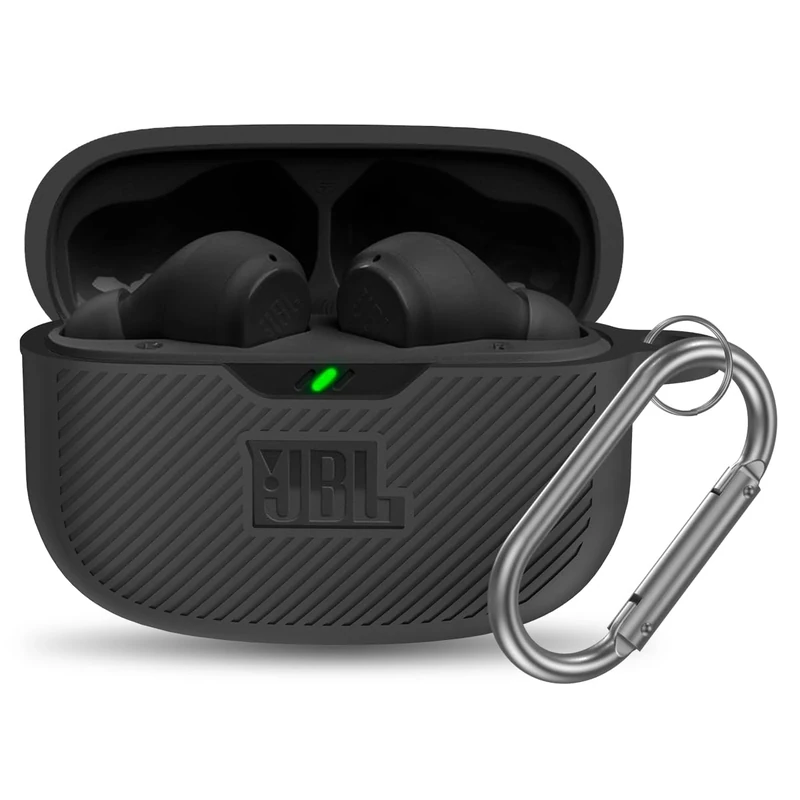 YIPINJIA JBL Vibe 200TWS/Beam Silicone Case with Carabiner - Black