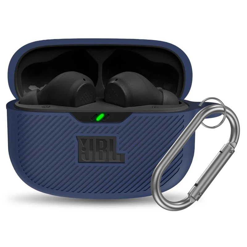 YIPINJIA Case for JBL Vibe 200TWS & Beam - Blue Cover with Carabiner