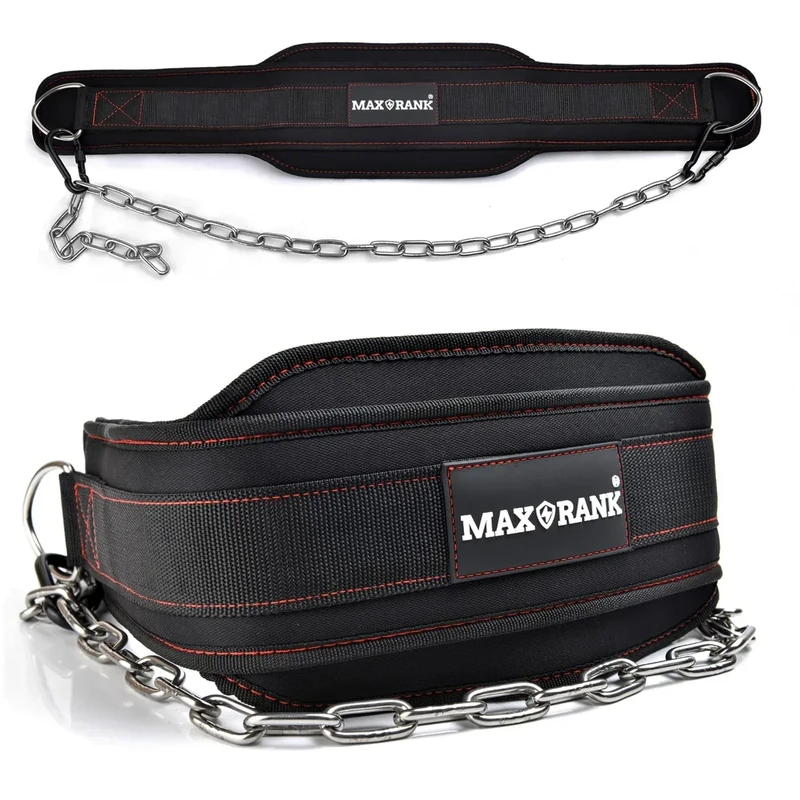 MAXRANK Dip belt With 37-40" Chain, 550lbs - 650lbs Weight Capacity, Weightlifting Belt for Dips and Pullups