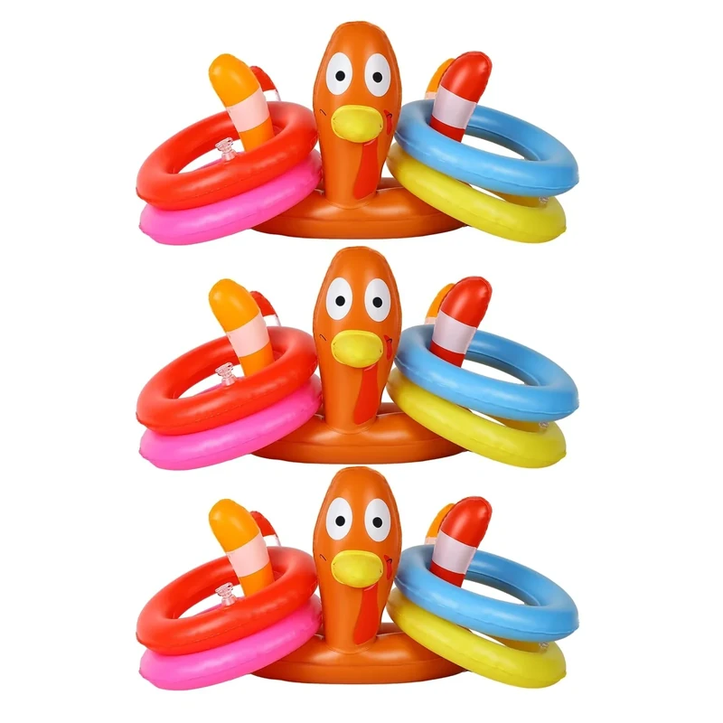 MorTime Thanksgiving 3 Pack Inflatable Turkey Hat Ring Toss Game, Party Game Toss Game Hat for Party Supplies Favors, Party Games for Kids and Adults