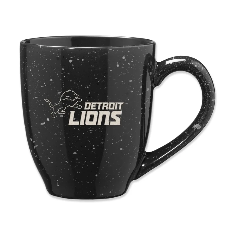 Rico Industries NFL Football Detroit Lions One Pride 16 oz Team Color Laser Engraved Speckled Ceramic Coffee Mug